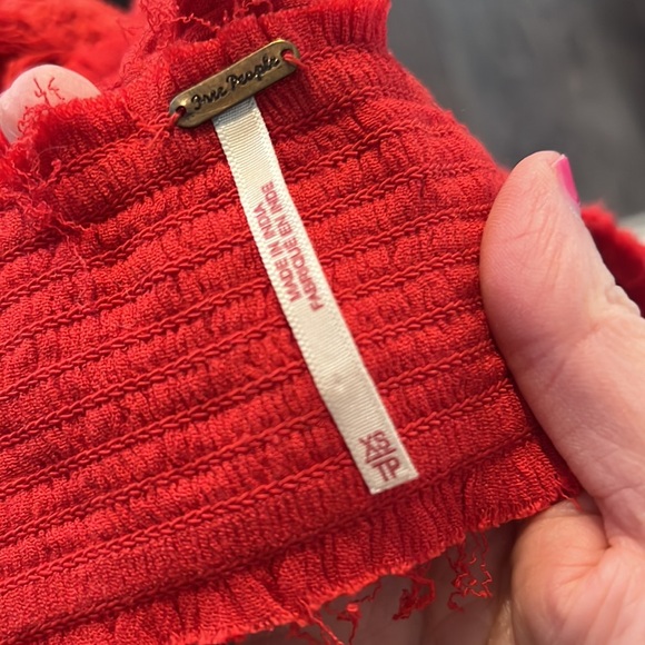 Free People Red Ruffled Crop Tank Top - Picture 6 of 6
